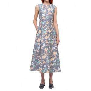 NEW ODEEH chiné flowers midi dress in multicolor